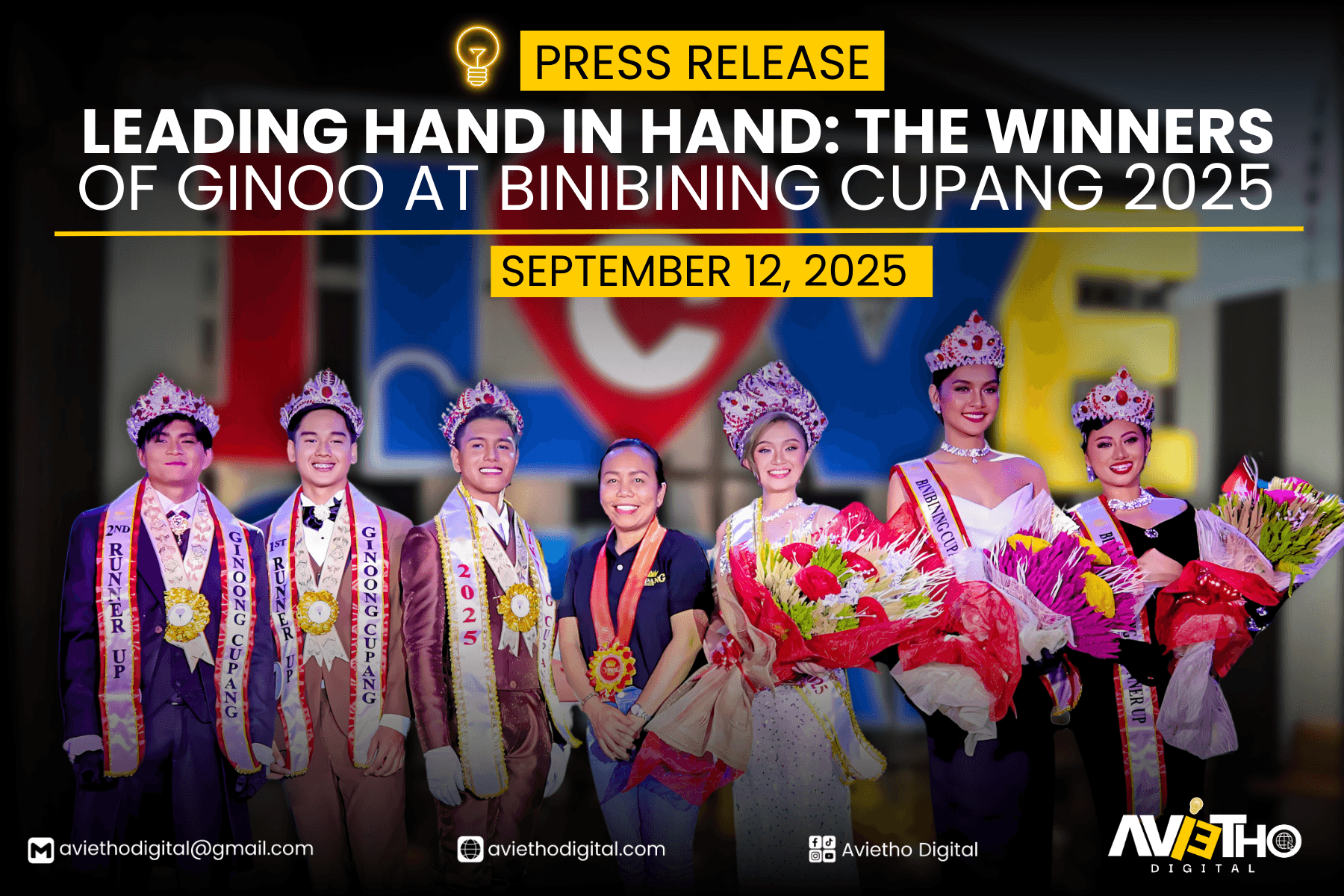 LEADING HAND IN HAND: The winners of Ginoo at Binibining Cupang 2025