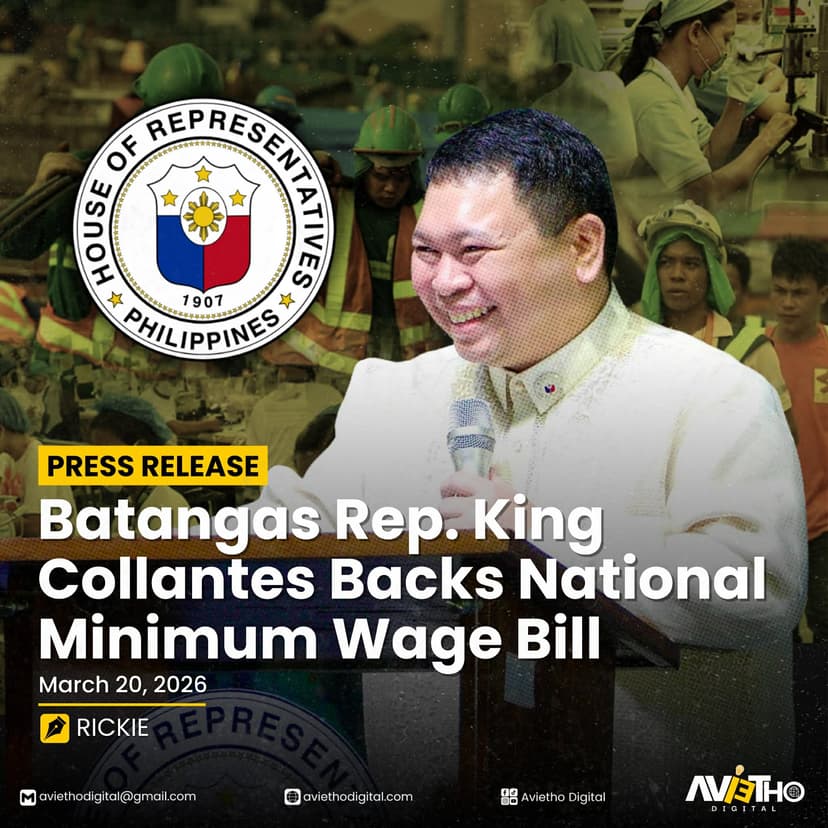 Batangas Rep. King Collantes Backs National Minimum Wage Bill
